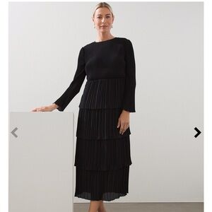 Chico's | Dresses | Nwt Black Label By Chicos Tiered Pleated Long Sleeve  Dress | Poshmark